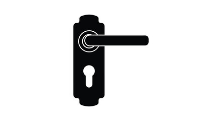 Naklejka premium A striking black door handle design with a circular base and keyhole presented as a silhouette high quality