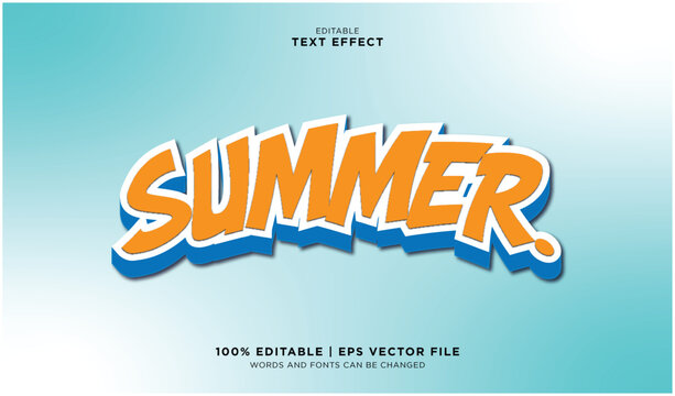 Editable vector text effect for summer typhograpy design with editable elements