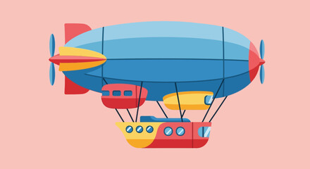 Vintage Style Blimp Airship with Propellers and Gondola. © Abhinaya Project