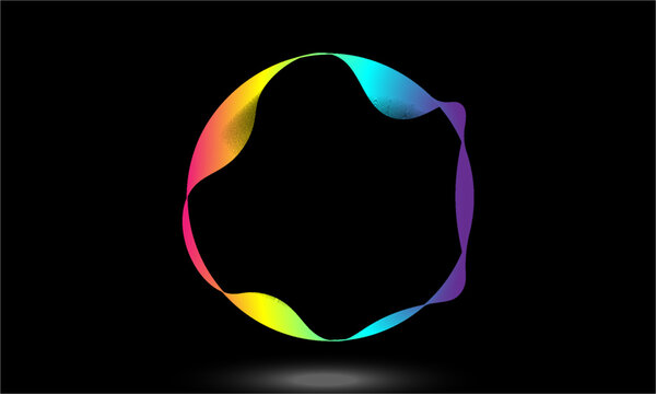 Beautifully shining colour wheel on black background.