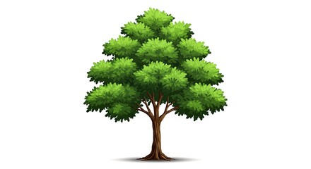 Fototapeta premium Vibrant Green Deciduous Tree Isolated on White Background.