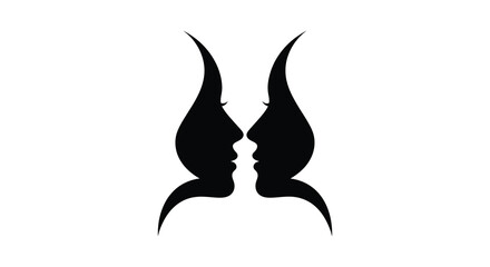 A striking visual depicts two human profiles facing each other creating a unified form a captivating silhouette