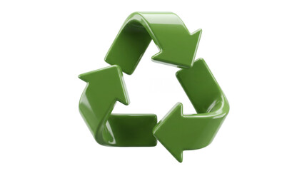 Obraz premium Recycle symbol in glossy green plastic style. Three-dimensional eco friendly environmental icon for sustainability concepts.