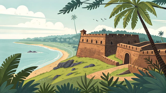 Bekal Fort, Kerala, premium travel poster, refined composition