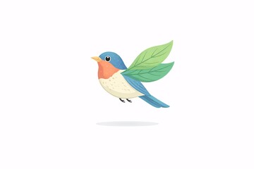 Minimalist Bird Icon with Leaf Wings Surreal Concept