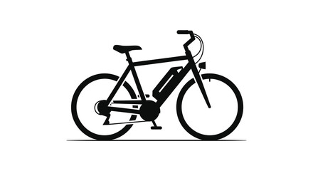 Fototapeta premium A stark black outline portrays a modern electric bicycle with a battery presented as a silhouette high quality