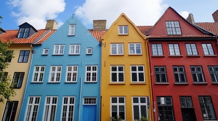 Fototapeta premium Colorful Houses in Denmark: A Charming Row of Buildings