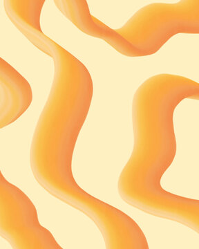 Abstract orange pastel wavy lines background with smooth fluid gradient shapes