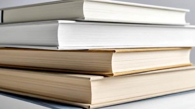 A stack of books with different colors and sizes on a white background, ready for reading.