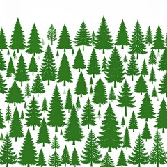 Obraz premium Seamless Pattern of Green Pine Trees, Forest Background, Nature Elements