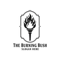The Burning Bush Logo Design with Torch and Flames.