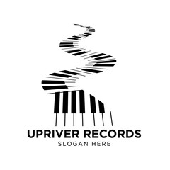 Naklejka premium Upriver Records Piano Keyboard Logo Design.