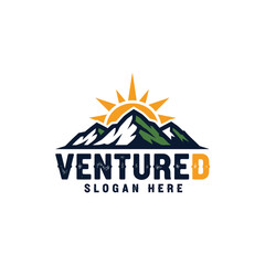 Venture D Mountain Sun Logo Design.