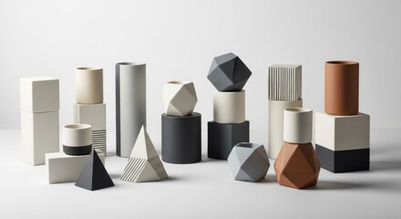 Geometric Ceramic Vases and Sculptures Collection, Minimalist Home Decor Objects