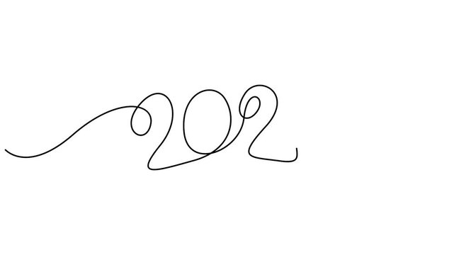 Self animated continuous one-line drawing of the year 2026 text. Single one line drawing of 2026 text animation