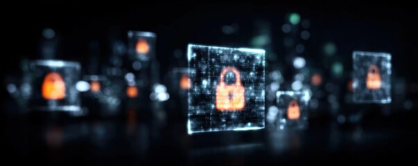 Fototapeta premium Cybersecurity performance increases as Encryption Firewall and Authentication secure Privacy from Malware Threat