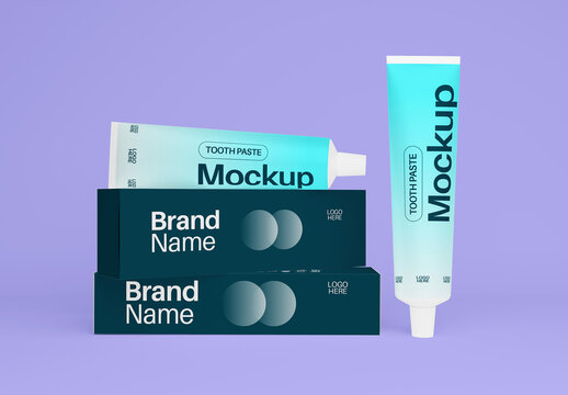 Toothpaste Box And Tube Mockup