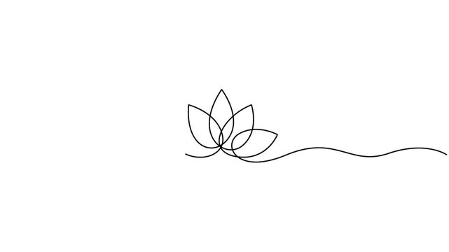 Self animated continuous one-line drawing of a lotus flower, Single line drawing lotus flower vector illustration
