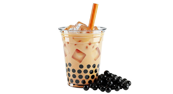 Bubble Tea with Tapioca Pearls and Ice