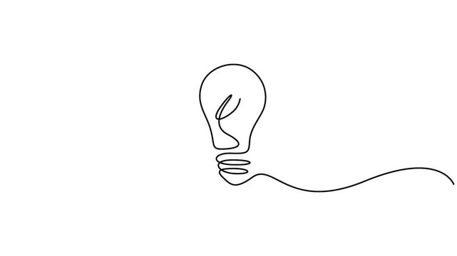 Self animated plant inside lightbulb continuous line drawing, single line art lightbulb vector illustration