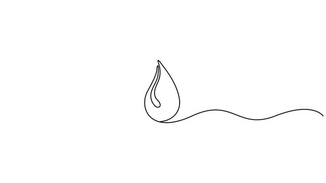 Self animated continuous line drawing with water drop outline isolated on a transparent background- World Water Day