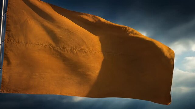 Saffron Flag Bhagwa Dhwaj Flying Under Dramatic Stormy Sky Maratha Symbol