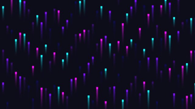 Dynamic Neon Light Particles Dance Across Dark Background.