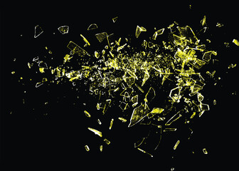 Broken glass on the black background. Isolated realistic cracked glass effect	