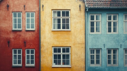 Obraz premium Colorful European Architecture: A Trio of Houses
