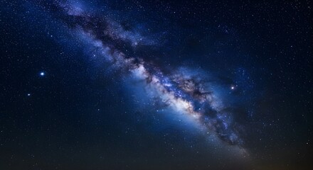 Fototapeta premium Stunning Milky Way galaxy stretching across the dark night sky, filled with countless stars and nebulae in a breathtaking cosmic panorama