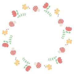 お花と蝶の子供向けやさしいリース｜Cute Floral Wreath with Butterfly