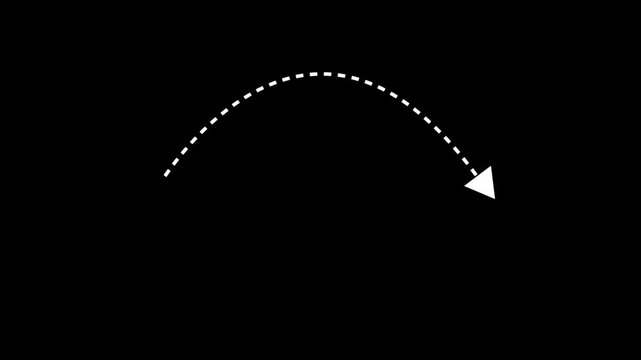 Business growth arrow direction dotted line animation on black background. arrow animation alpha channel. 3d white arrow icon 4k animation. arrows for the overlay video layer