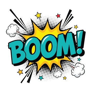 Boom Comic Book Style Explosion Pop Art Text Effect.