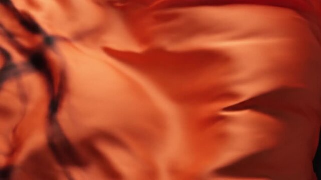 Abstract depiction of flowing, draped material with swirling dark accents