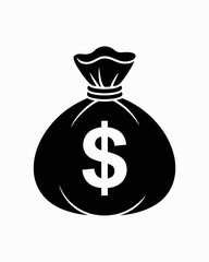 Black money bag with dollar sign illustration financial wealth savings and investment concept banking economy and finance symbol cash sack graphic resource for business presentations website design an