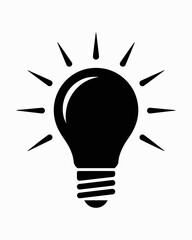 Fototapeta premium Black lightbulb shining brightly as symbol of bright idea innovation and creativity concept in modern minimalist style design element for business technology marketing and advertising solutions with c