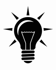 Black lightbulb idea concept illustration representing creative thinking and innovation in problem solving for business solutions and marketing strategy presentations in modern minimalist professional