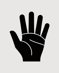 Obraz premium Black hand showing four fingers illustration graphic resource vector design element for counting education or raising hand concept in business presentation or social media content digital graphic desi