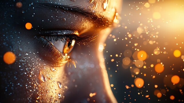 Emotion A heartfelt smile through tears, showing complex emotions.