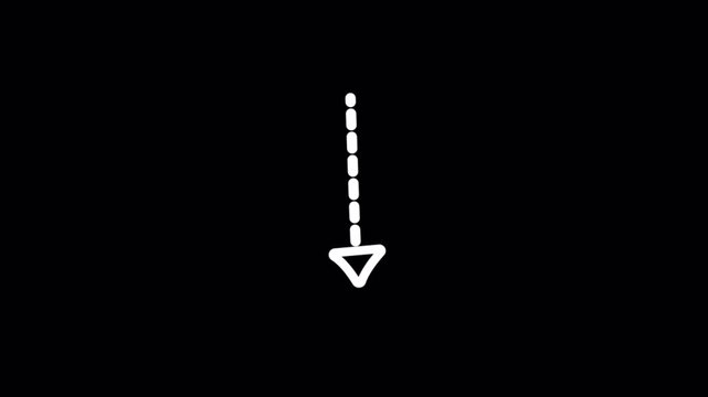Hand drawn arrow down pointer direction symbol doodle animation download indicator 4k Alpha channel