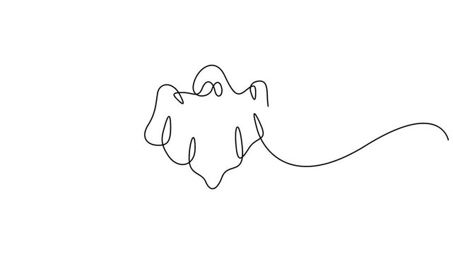 Self animated continuous one-line drawing of a Halloween ghost vector illustration