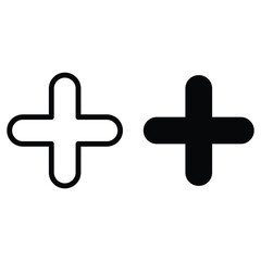 Plus sign icon set isolated on white background