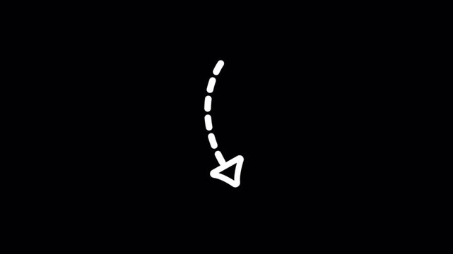 Hand drawn arrow swipe up scroll animation doodle gesture navigation movement 4k Alpha channel