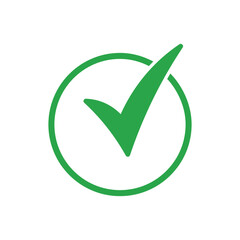 Checkmark icon in green circle isolated on white background