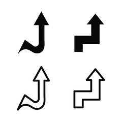 Arrow turn icon set isolated on white background