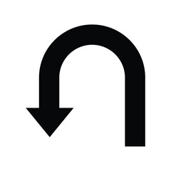 Simple u turn symbol indicating direction isolated on white background