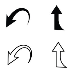 Set of directional arrows indicating movement and upward paths isolated on white background