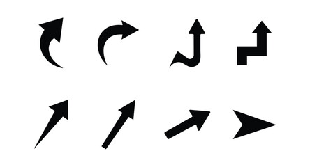Collection of various directional arrows displaying different movements isolated on white background
