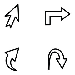 Set of directional arrows indicating movement and navigation isolated on white background