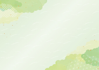 Green Japanese paper background material © kinonoko